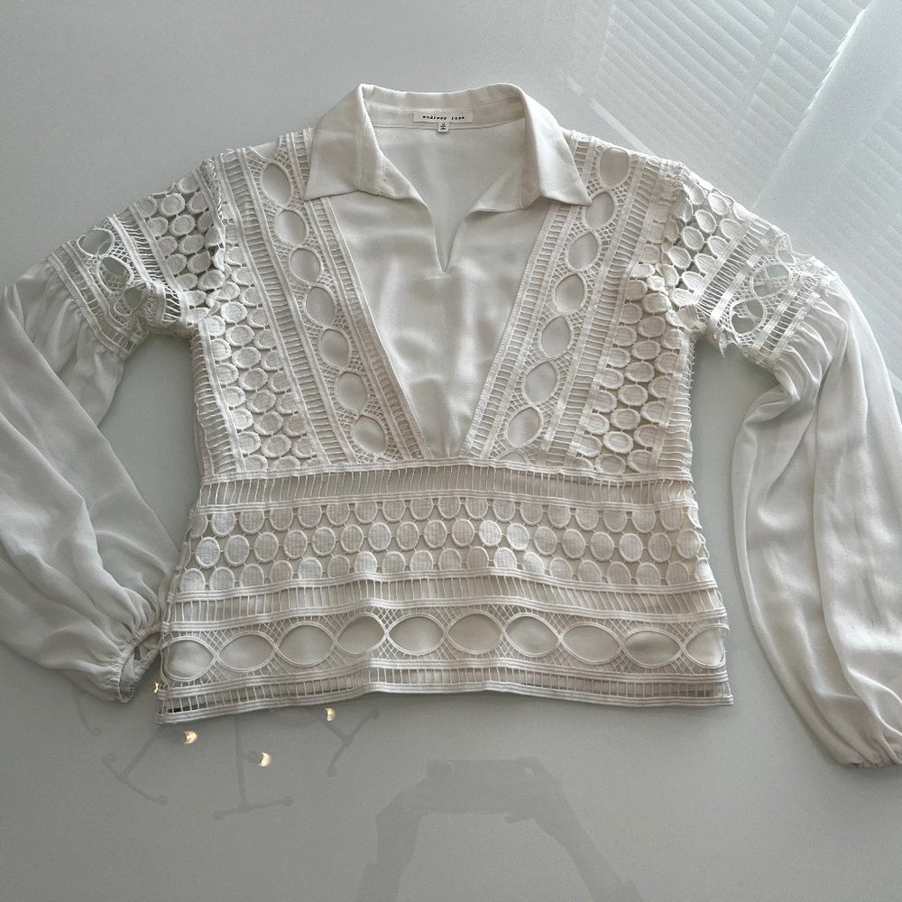 NWT!! Endless Rose Crochet/Cutout Long Sleeve Blouse